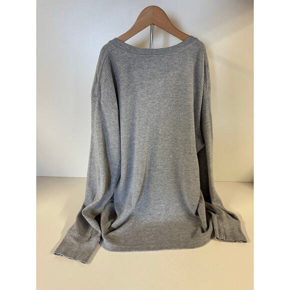 Real tree Men’s Sz L Henley Long Sleeve Gray Waffle Knit Outdoors Thermal Shirt - Picture 2 of 10